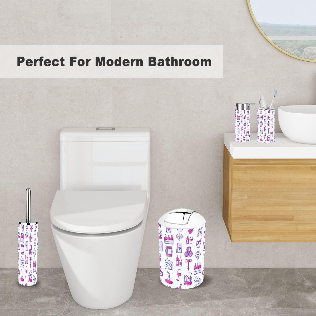6 Piece Bathroom Accessory Set - Durable Stylish Functional