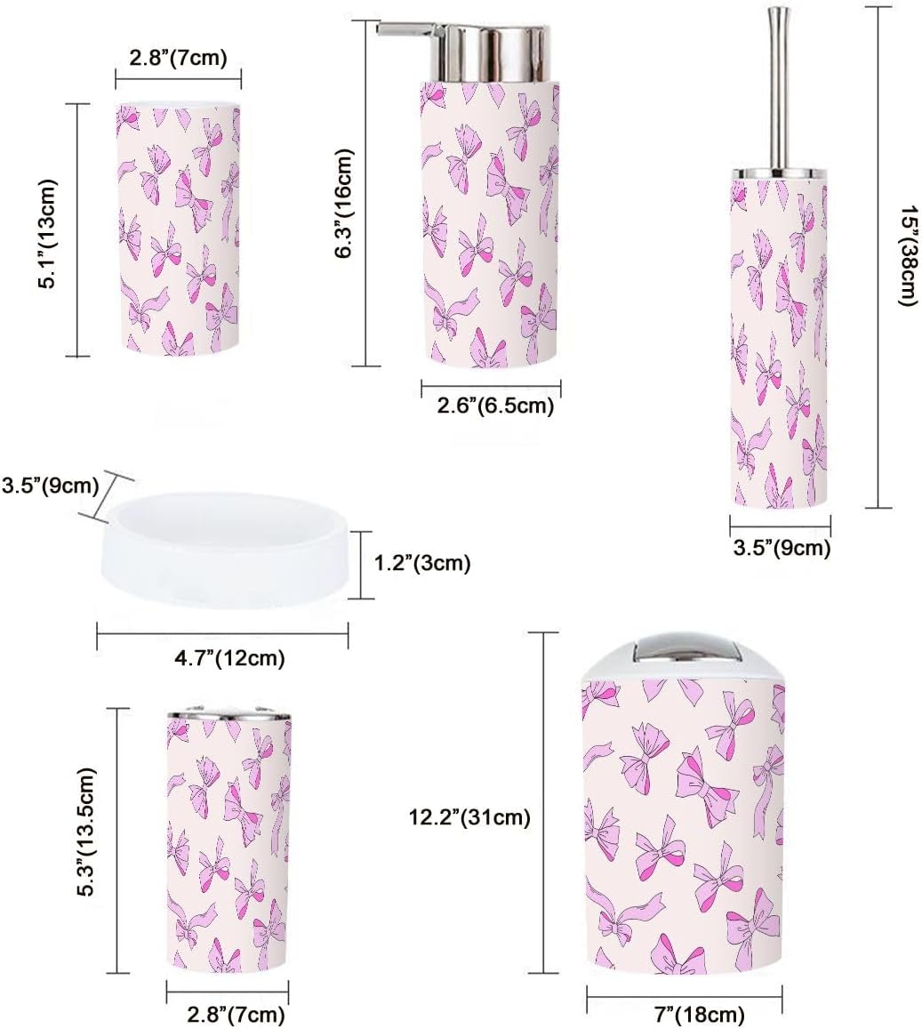 6 Piece Retro Pink Bathroom Accessory Set