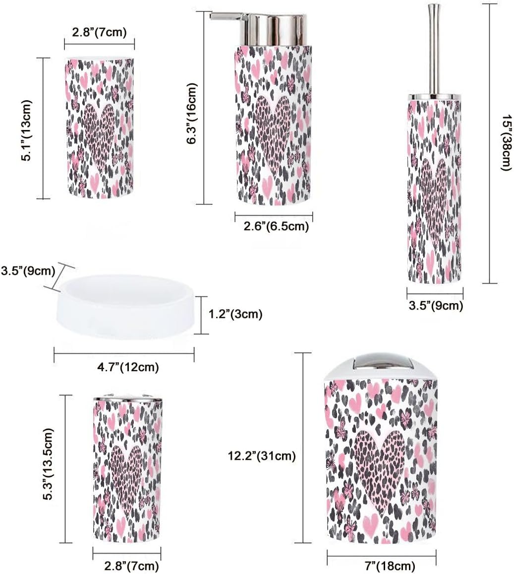 Boho Pink Bathroom Accessory Set of 6 Pieces