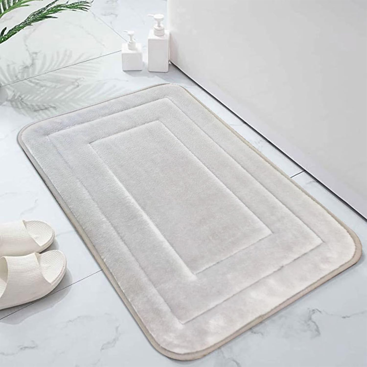 Memory Foam Bath Mat Rug 24x16 Inches Non-Slip Gray