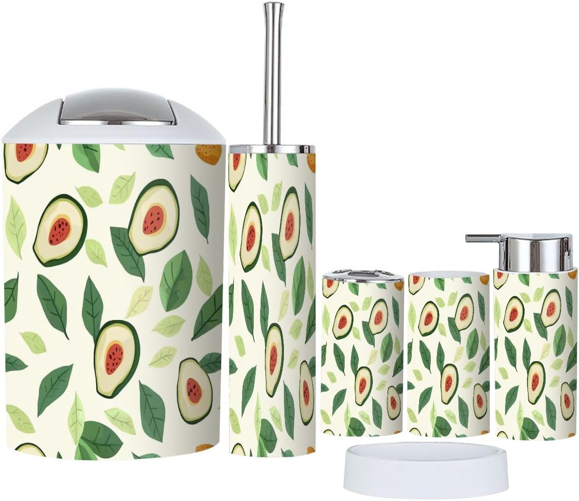 6-Piece Boho Avocado Bathroom Accessory Set