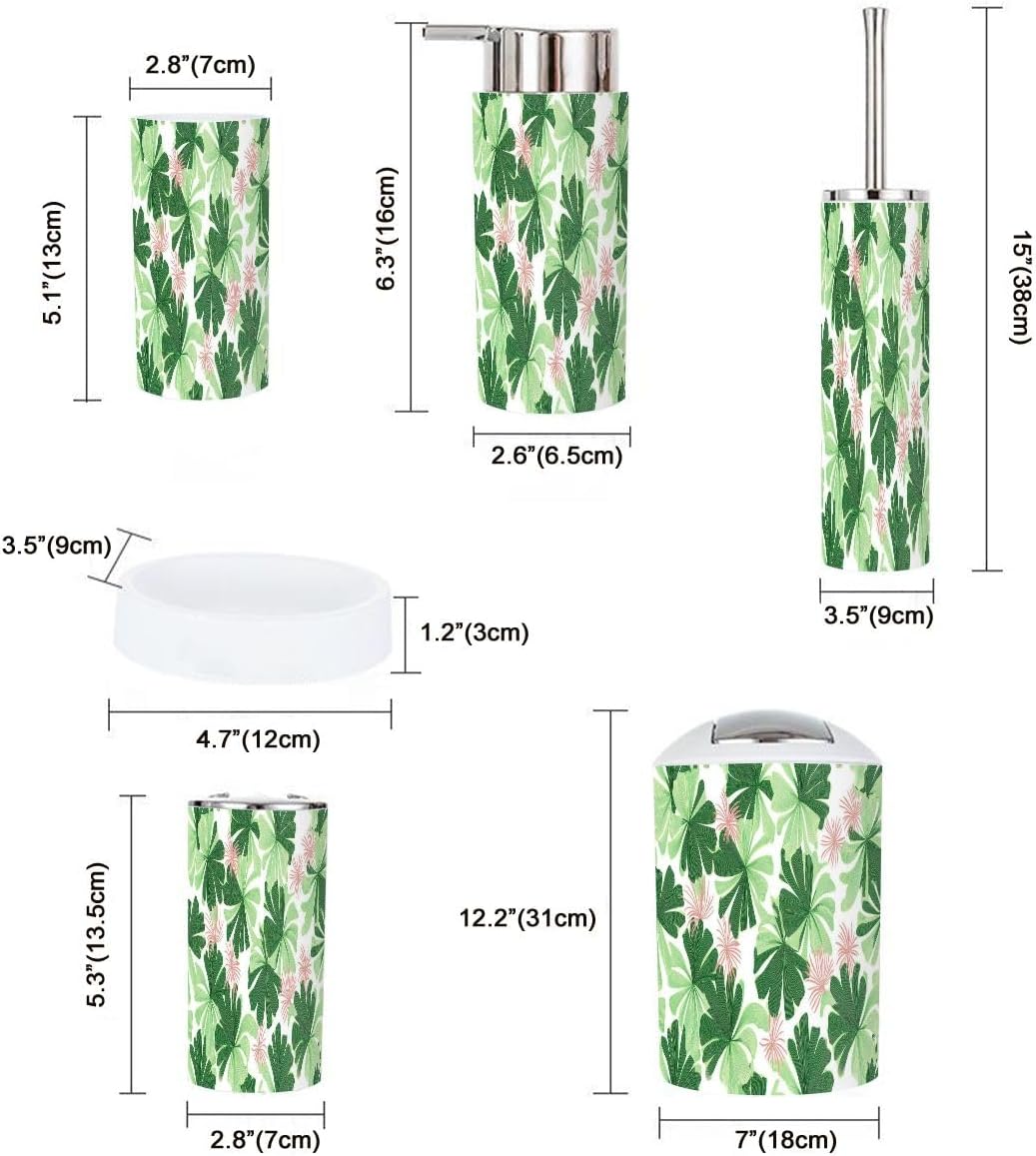 Boho Tropical Bathroom Accessory Set 6 Piece