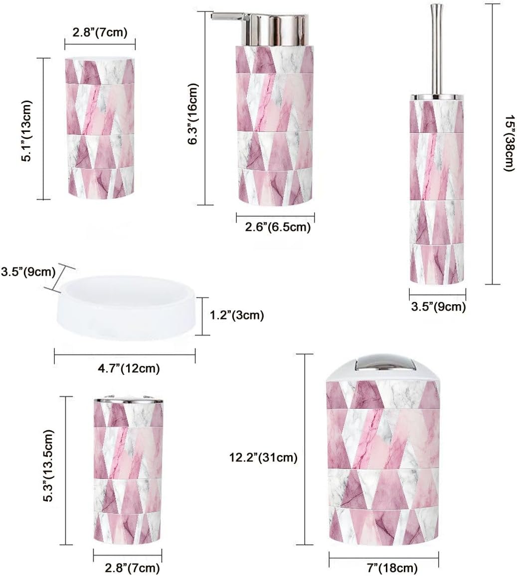 Boho Bathroom Accessory Set 6 Piece Modern Polygons 1