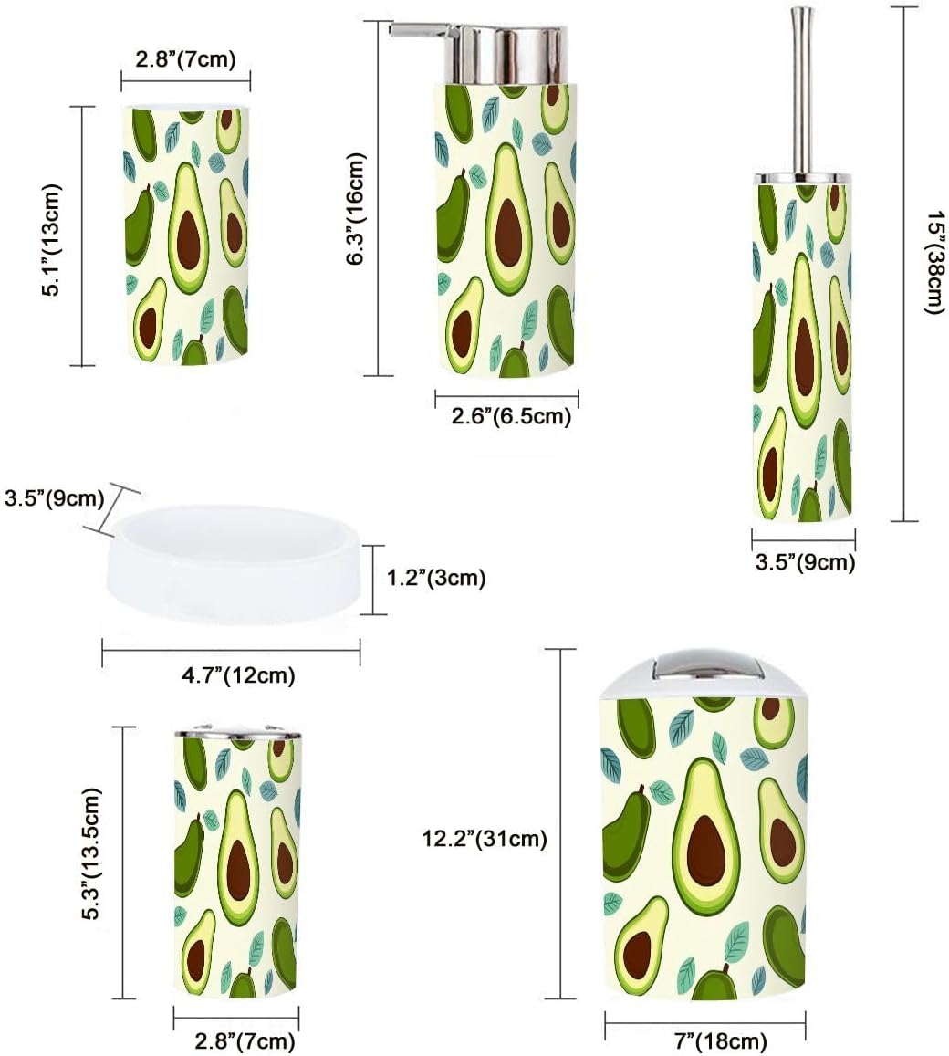 Boho Avocado Bathroom Accessory Set 6 Piece 1