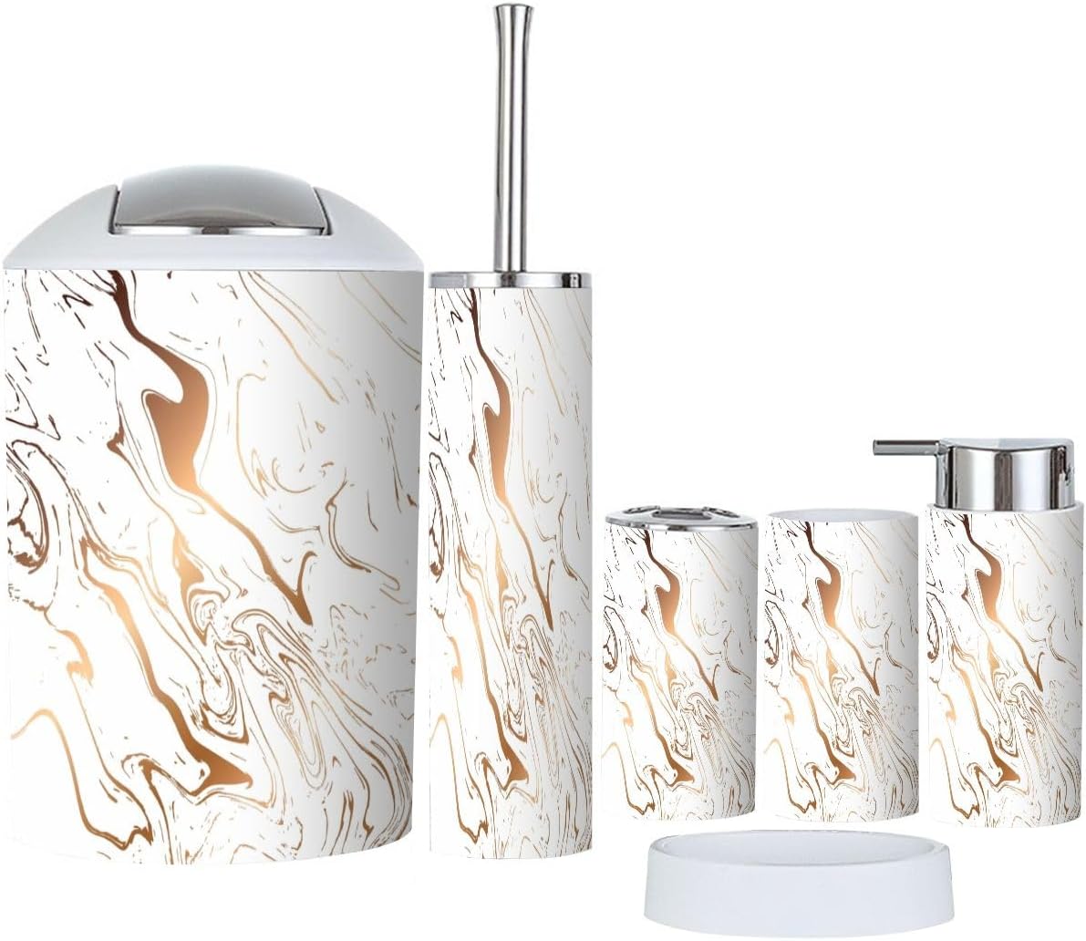 Boho Liquid Marble Bathroom Accessories Set 6 Piece