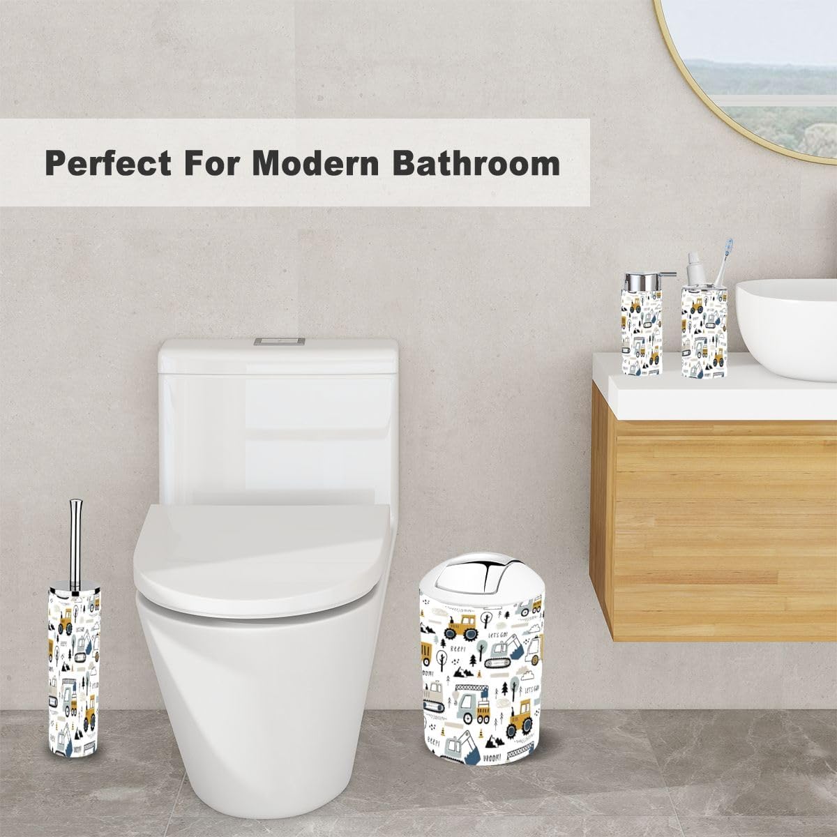 6 Piece Cute Cars Bathroom Accessory Set