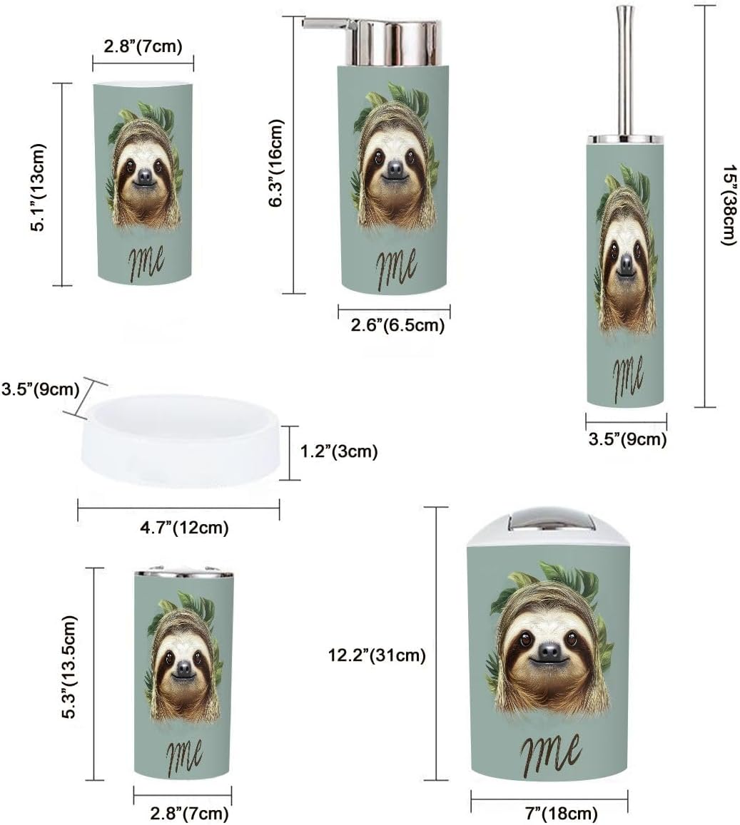 Boho Sloth Bathroom Accessory Set 6 Piece 1
