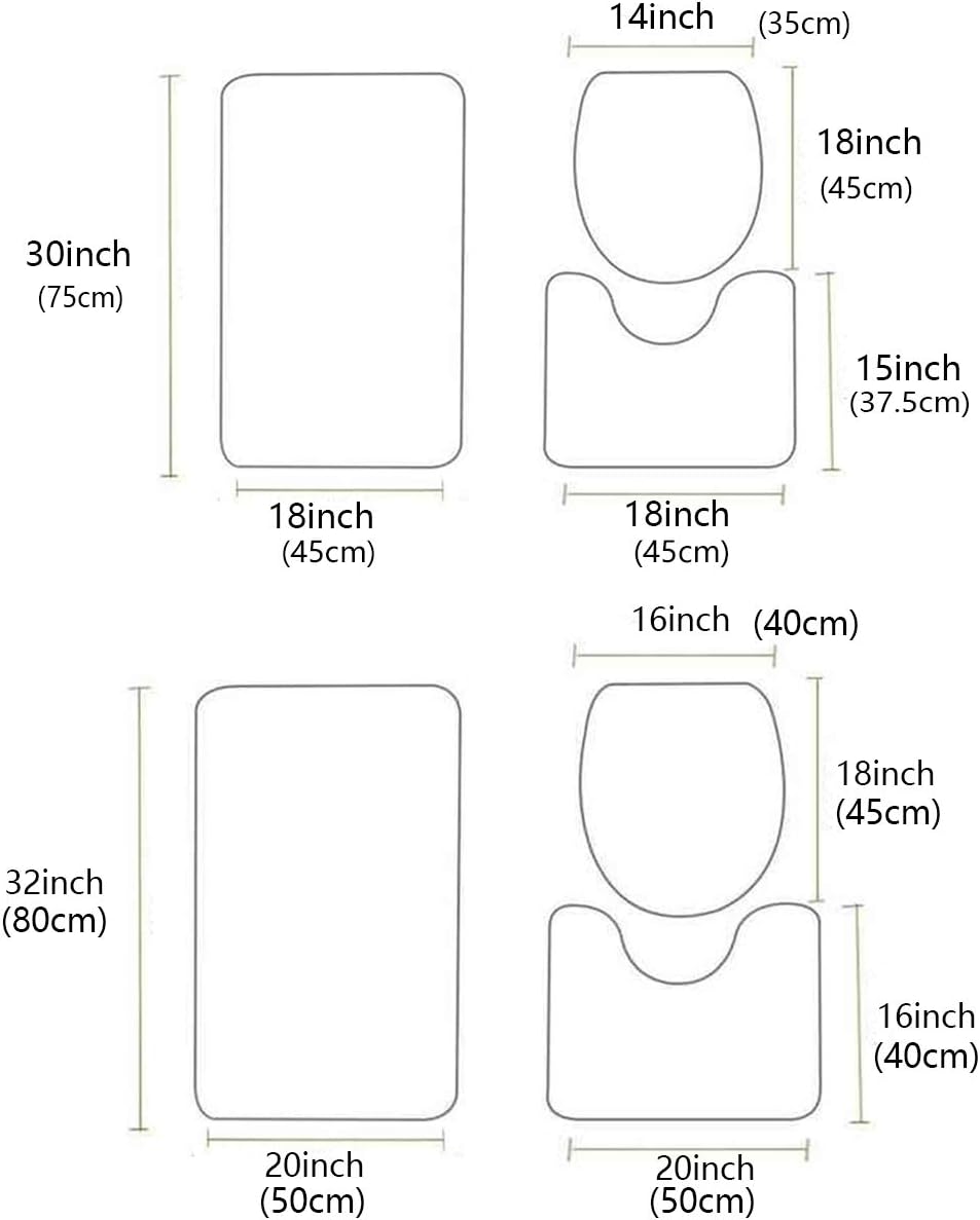 Wotrend Spring 3 Piece Bath Rug Set Modern Floral Linen Texture