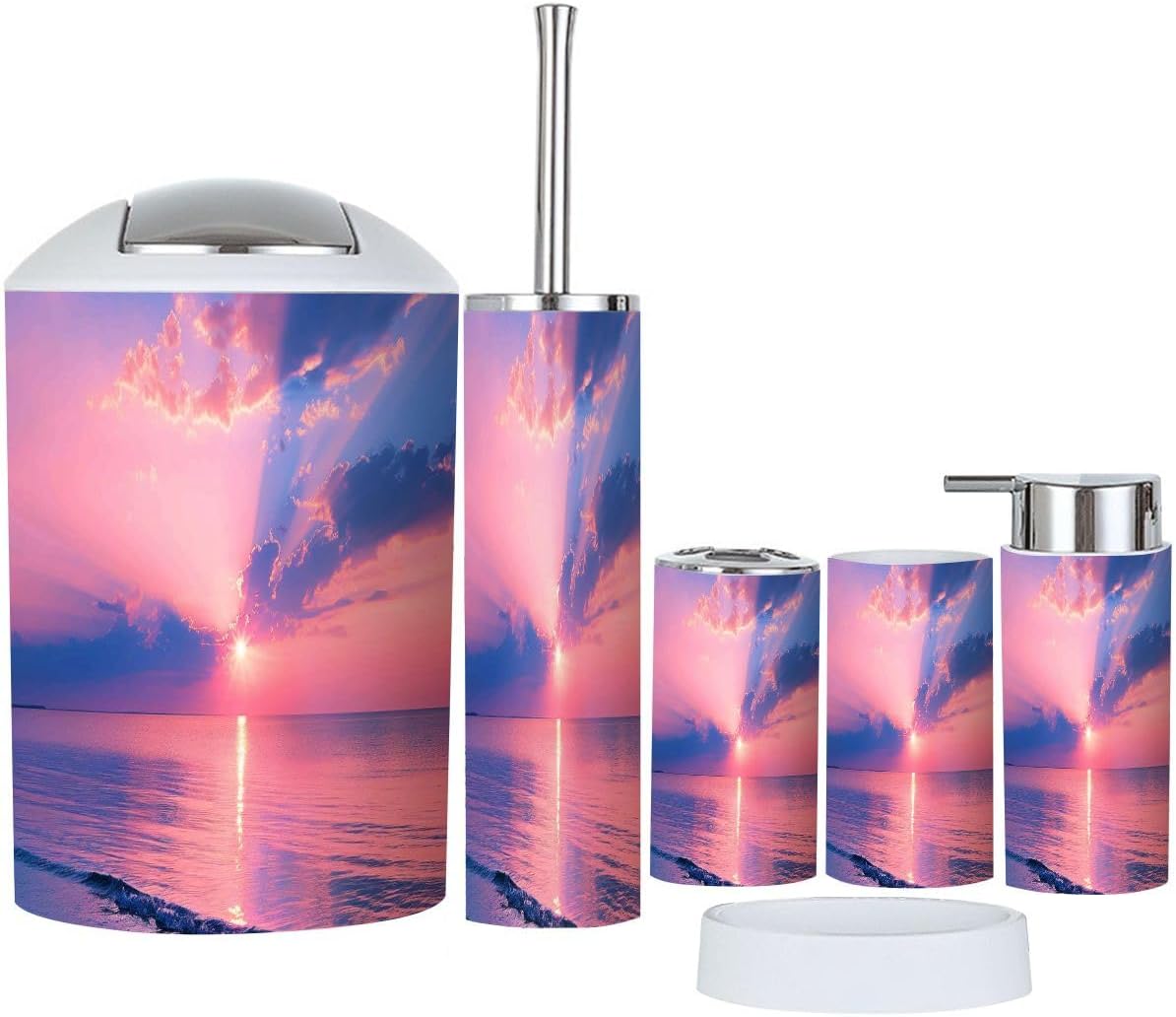 Boho Pink Bathroom Accessory Set 6 Piece 1