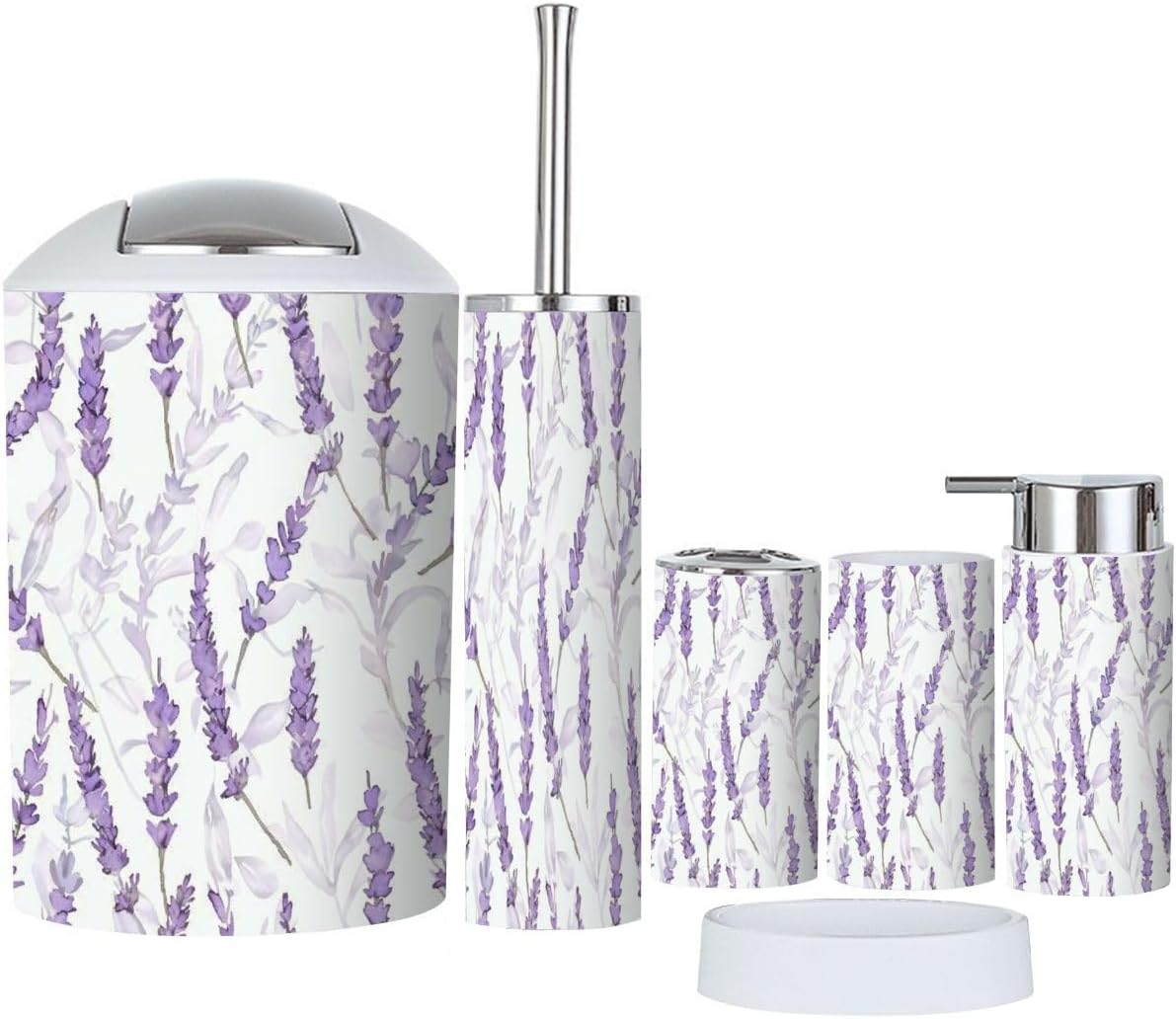 6 Piece Lavender Bathroom Accessory Set 1