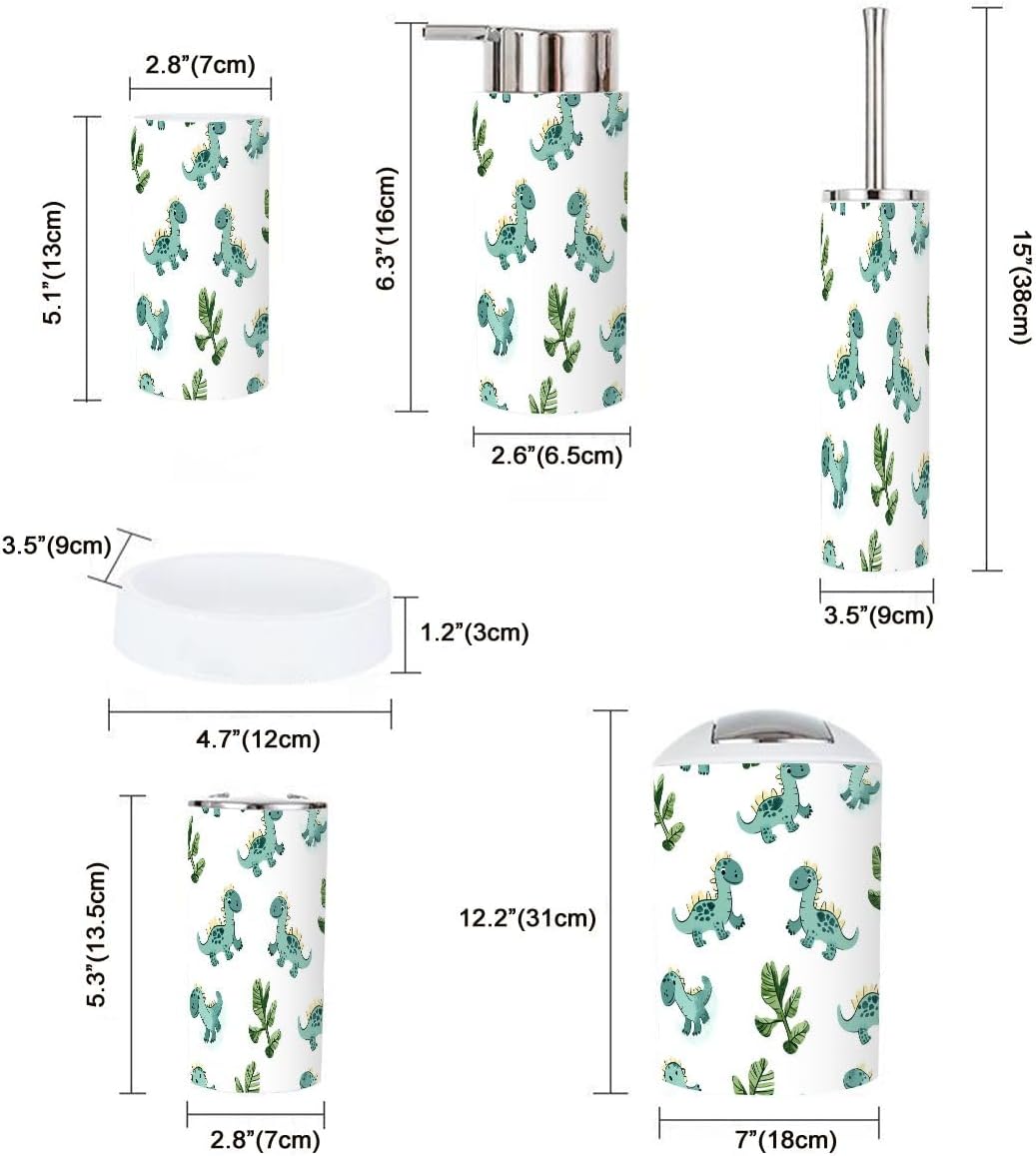 Boho Dinosaur Clouds Bathroom Accessories Set 6 Piece