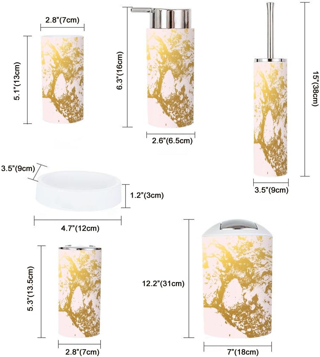 Boho Golden Marble Bathroom Accessory Set 6 Piece