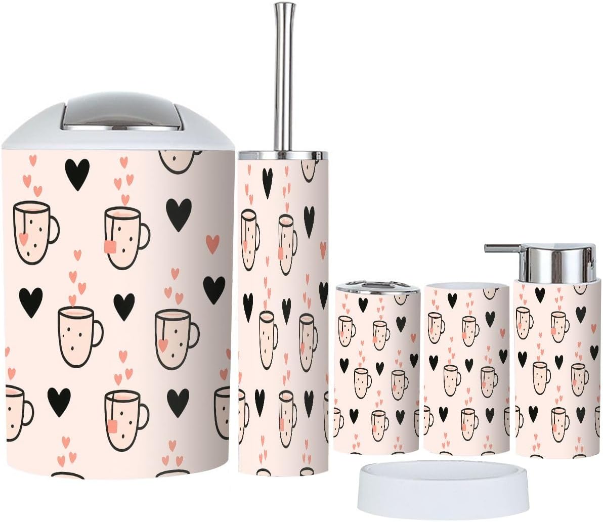 Boho Bathroom Accessory Set 6 Piece for Valentines Day