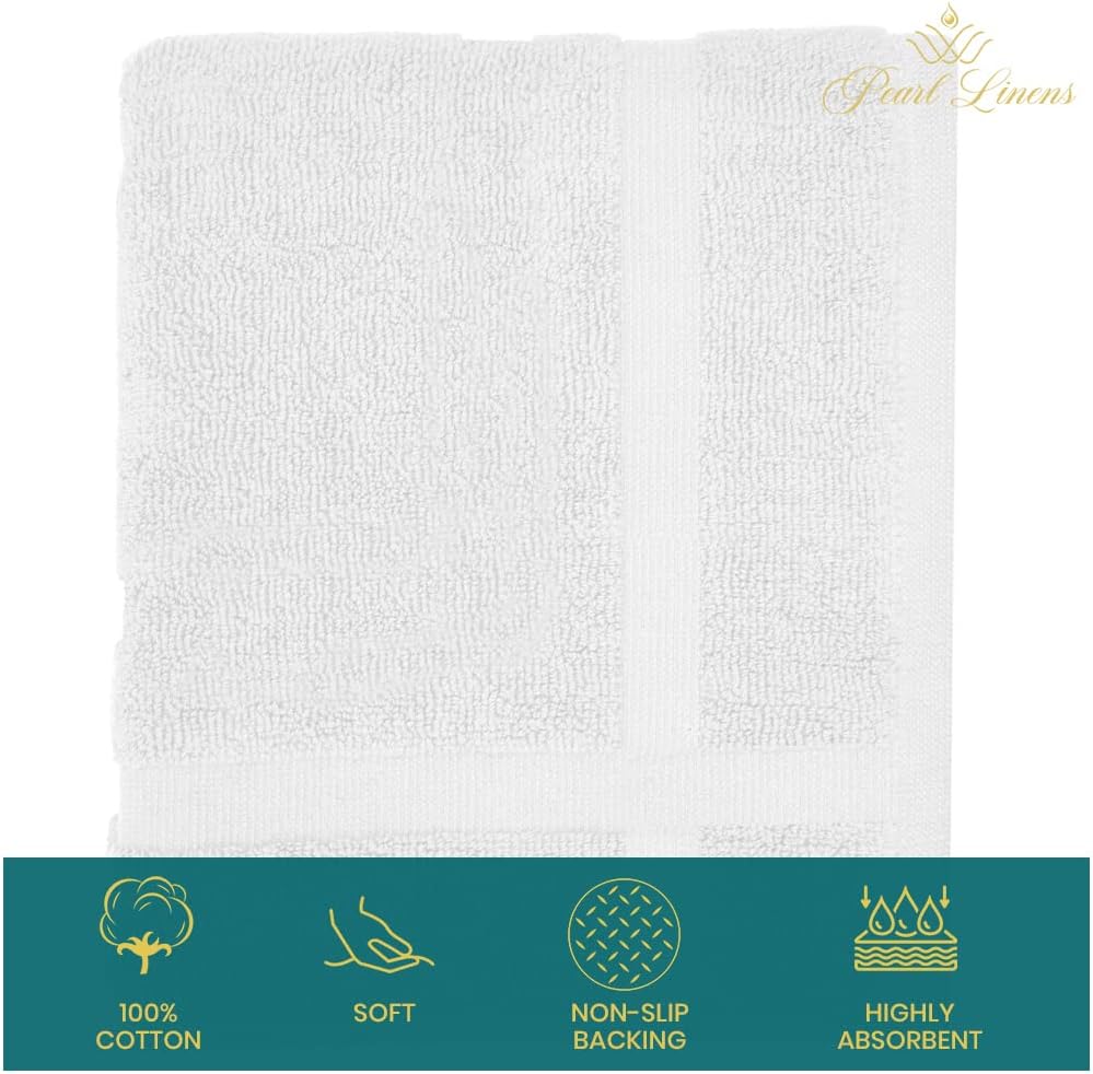 Pearl Linens 12-Pack Cotton Bath Mats White 18x25in