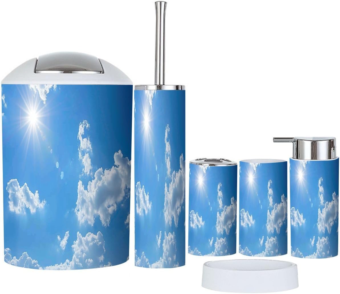 TRANQDEHOM 6-Piece Boho Blue Bathroom Accessory Set