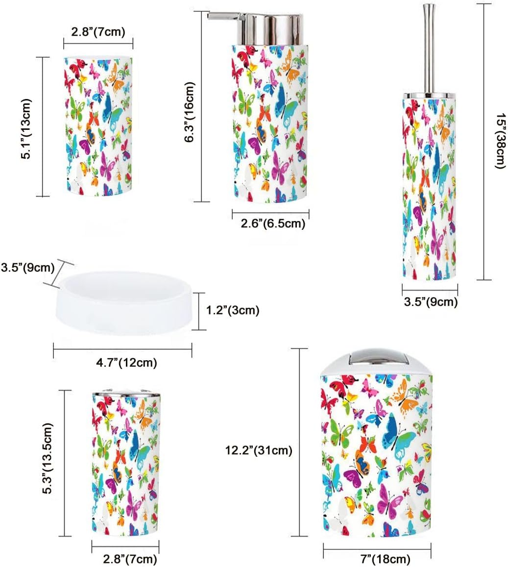6 Piece Colorful Bathroom Accessory Set
