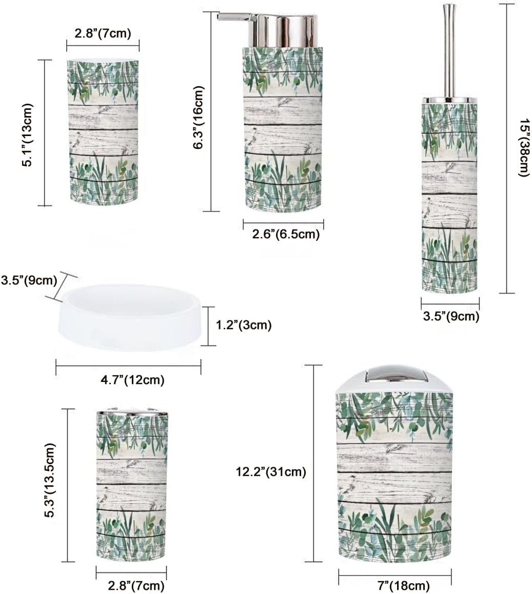Bathroom Accessory Set 6 Piece Botanical Decor