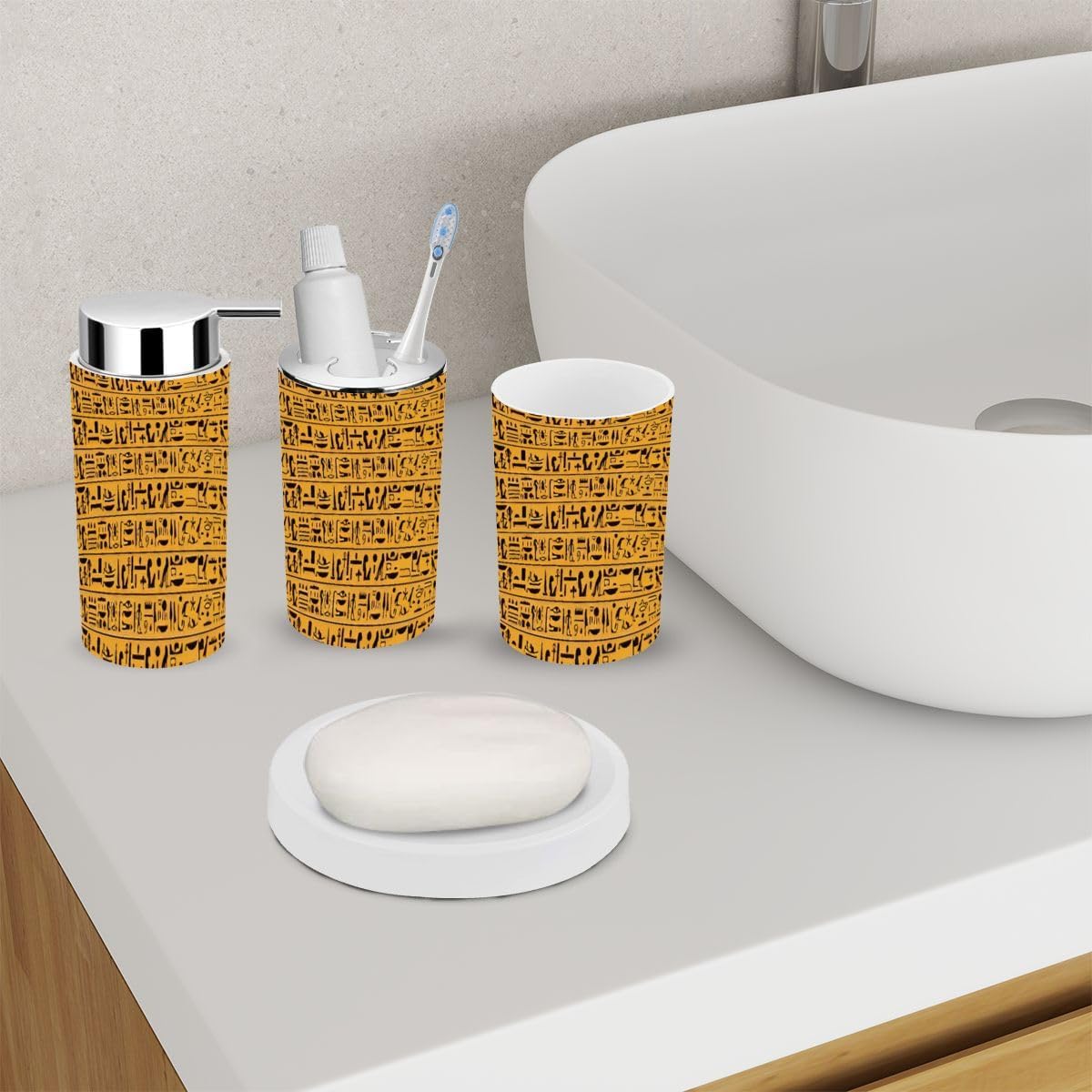 Ancient Dark Brown Bathroom 6 Piece Accessory Set