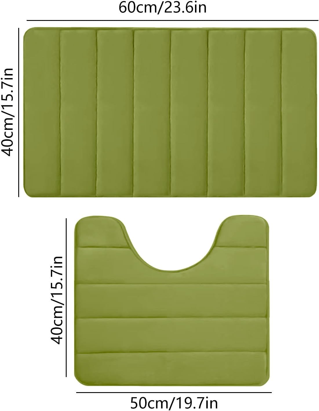 2 PCS Bath Mat Set - Soft Non-Slip Thick Machine Washable 1
