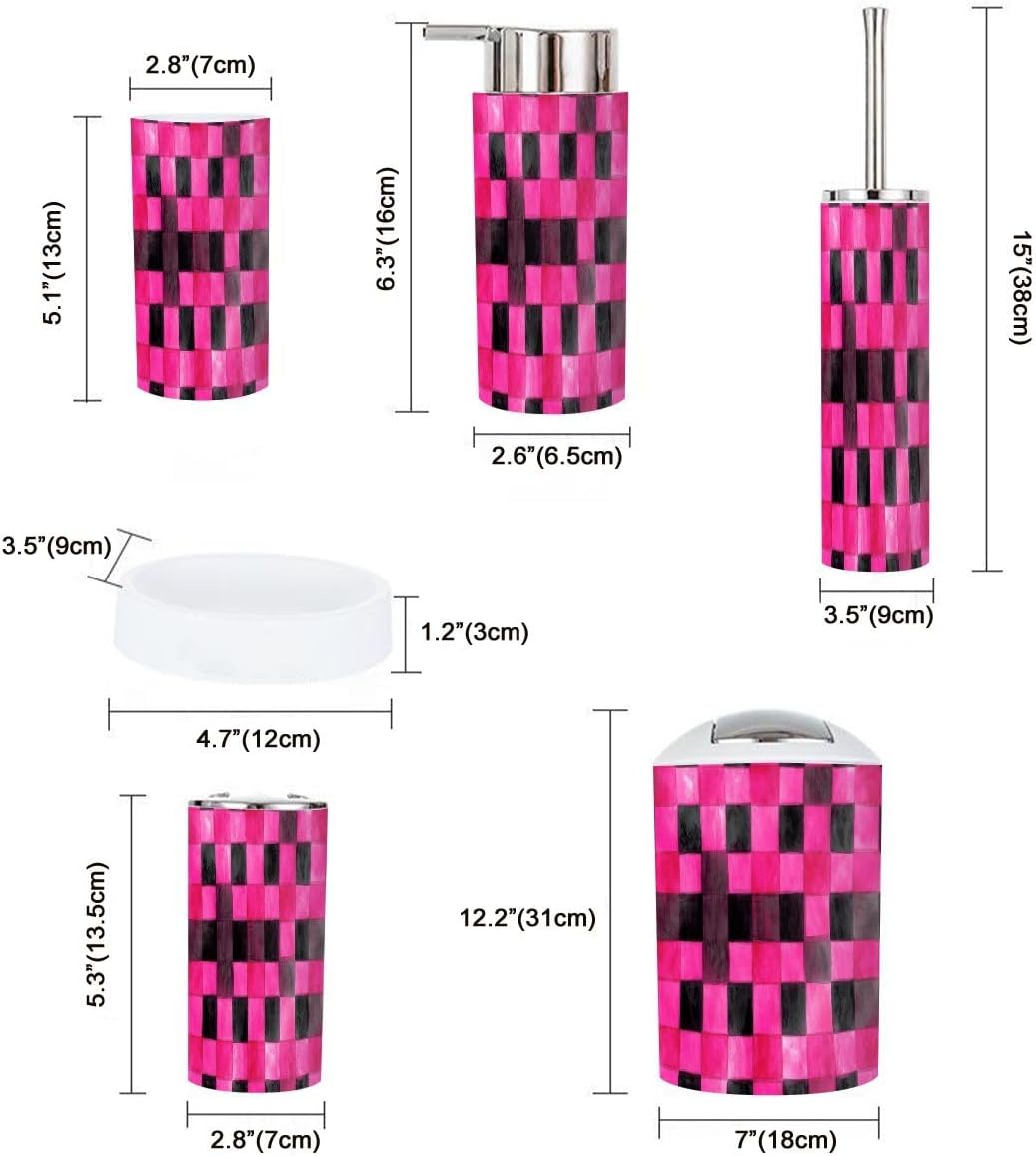 Boho Checkered Bathroom Accessories Set 6 Piece
