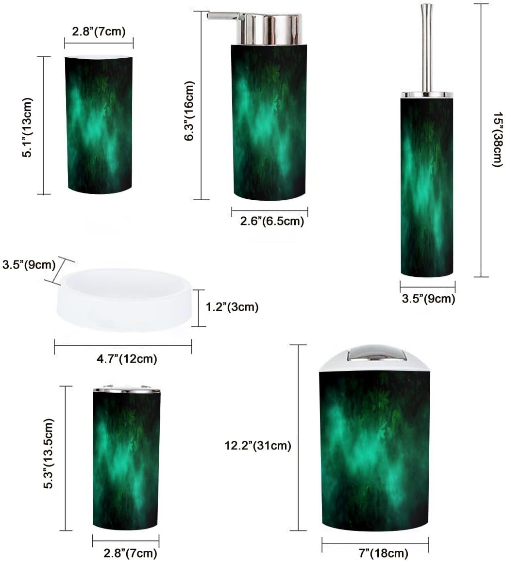 TRANQDEHOM 6-Piece Boho Green Bathroom Accessory Set