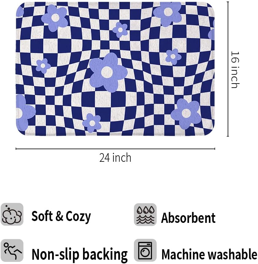 Vigesun Flower Bathroom Rug Non Slip Plush 16x24 Purple