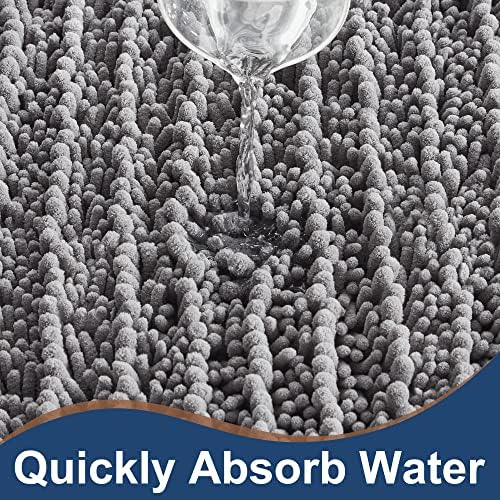 FLOLEOPA Soft Plush Microfiber Bath Mat 17x24 Inches Grey