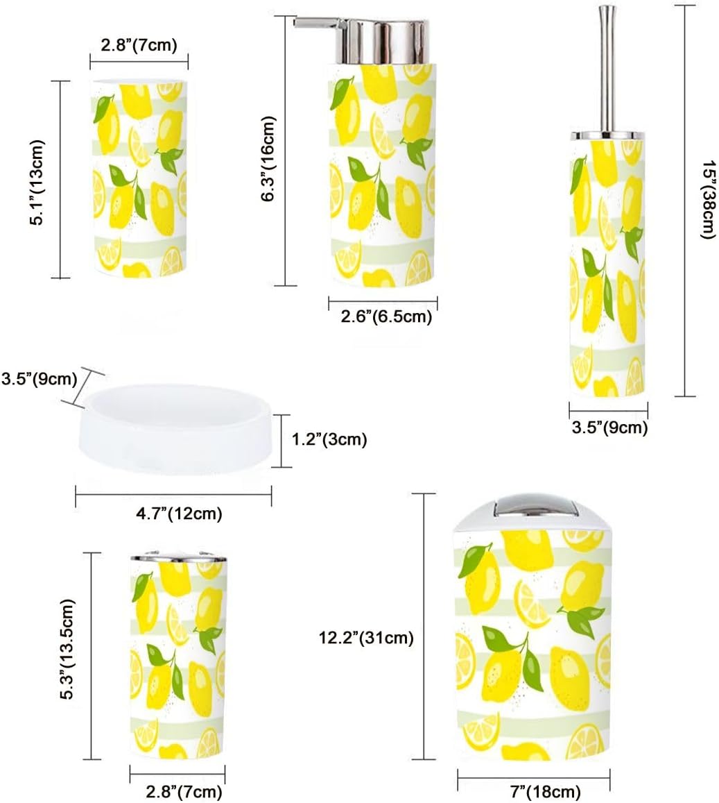 Fresh Yellow Bathroom Accessories Set 6 Piece