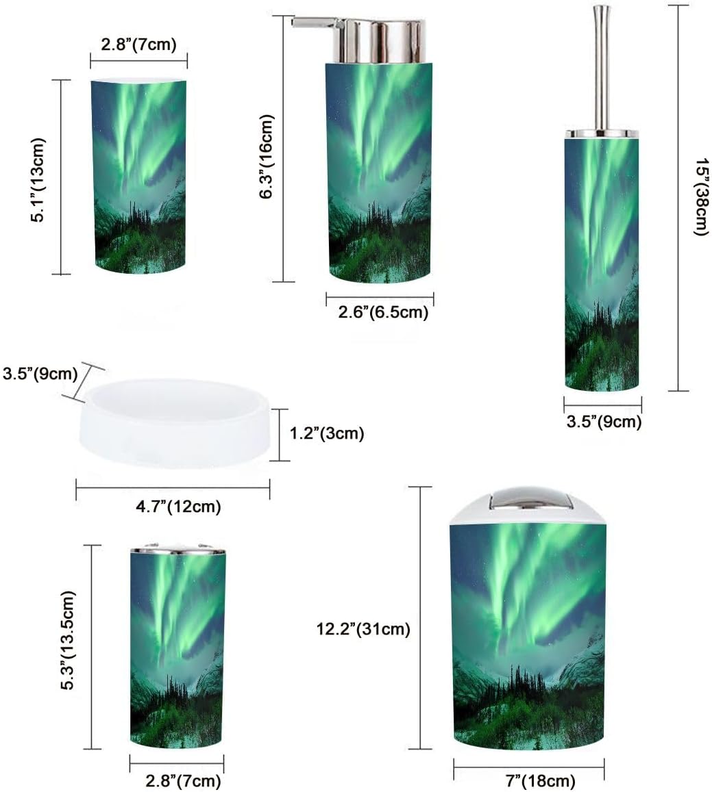 Boho Green Bathroom Accessory Set 6 Piece