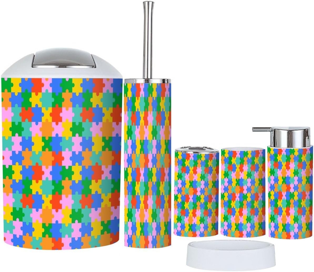 Colorful 6-Piece Bathroom Accessory Set