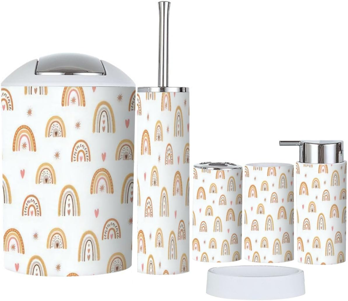 Boho Rainbow Bathroom Accessory Set 6 Piece 1