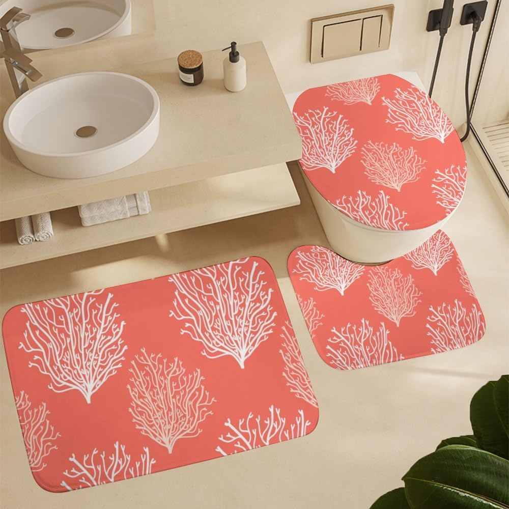 Kuizee 4 Piece Shower Curtain Set with Non-Slip Rugs and 12 Hooks
