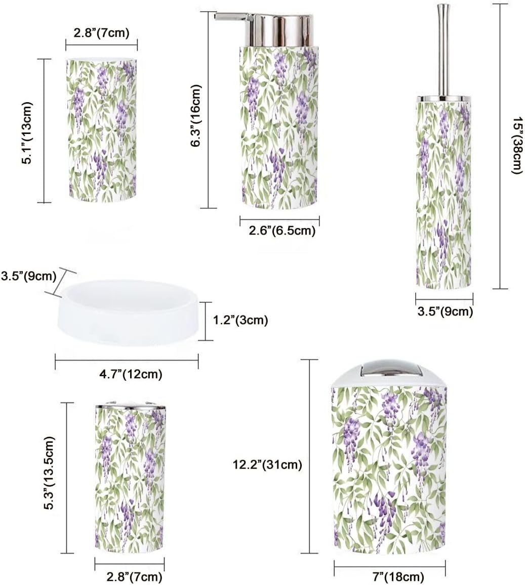 6 Piece Purple Wisteria Bathroom Accessory Set 1