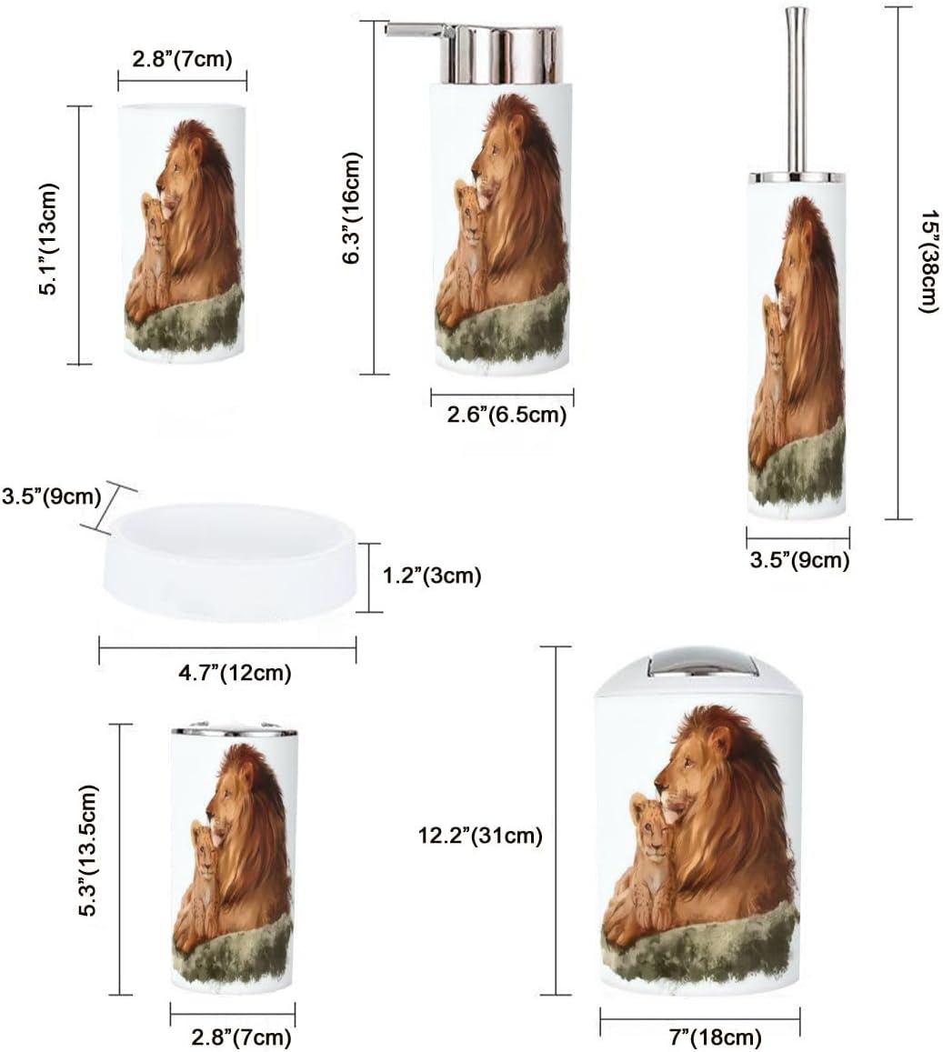 6 Piece Bathroom Accessory Set with Lion Design 1