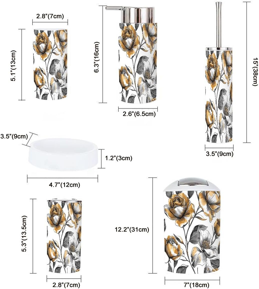 Boho Gold Rose Bathroom Accessory Set 6 Pieces
