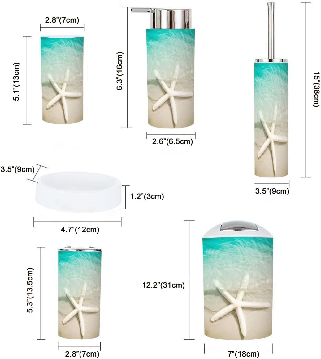 6 Piece Starfish Bathroom Accessory Set