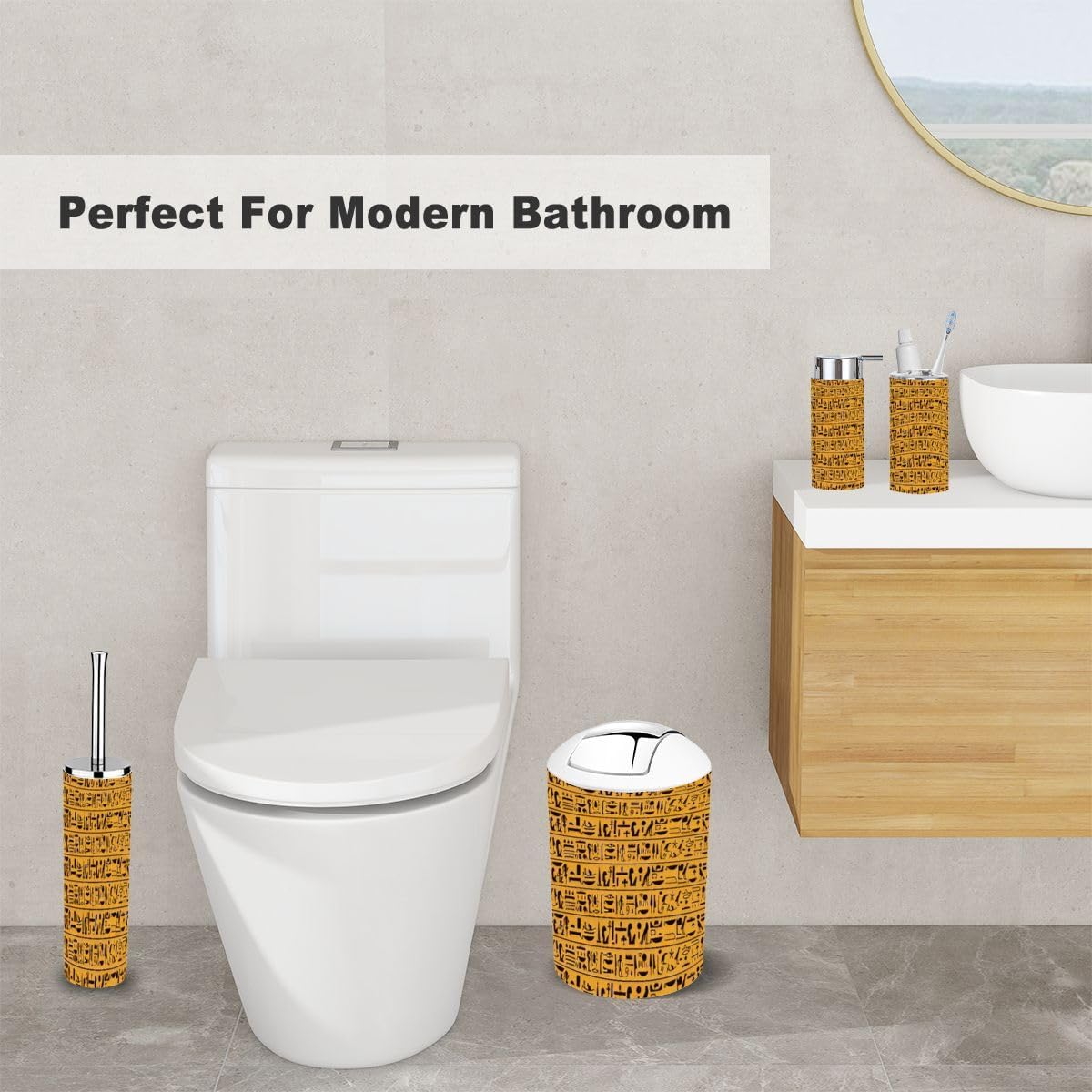 Ancient Dark Brown Bathroom 6 Piece Accessory Set