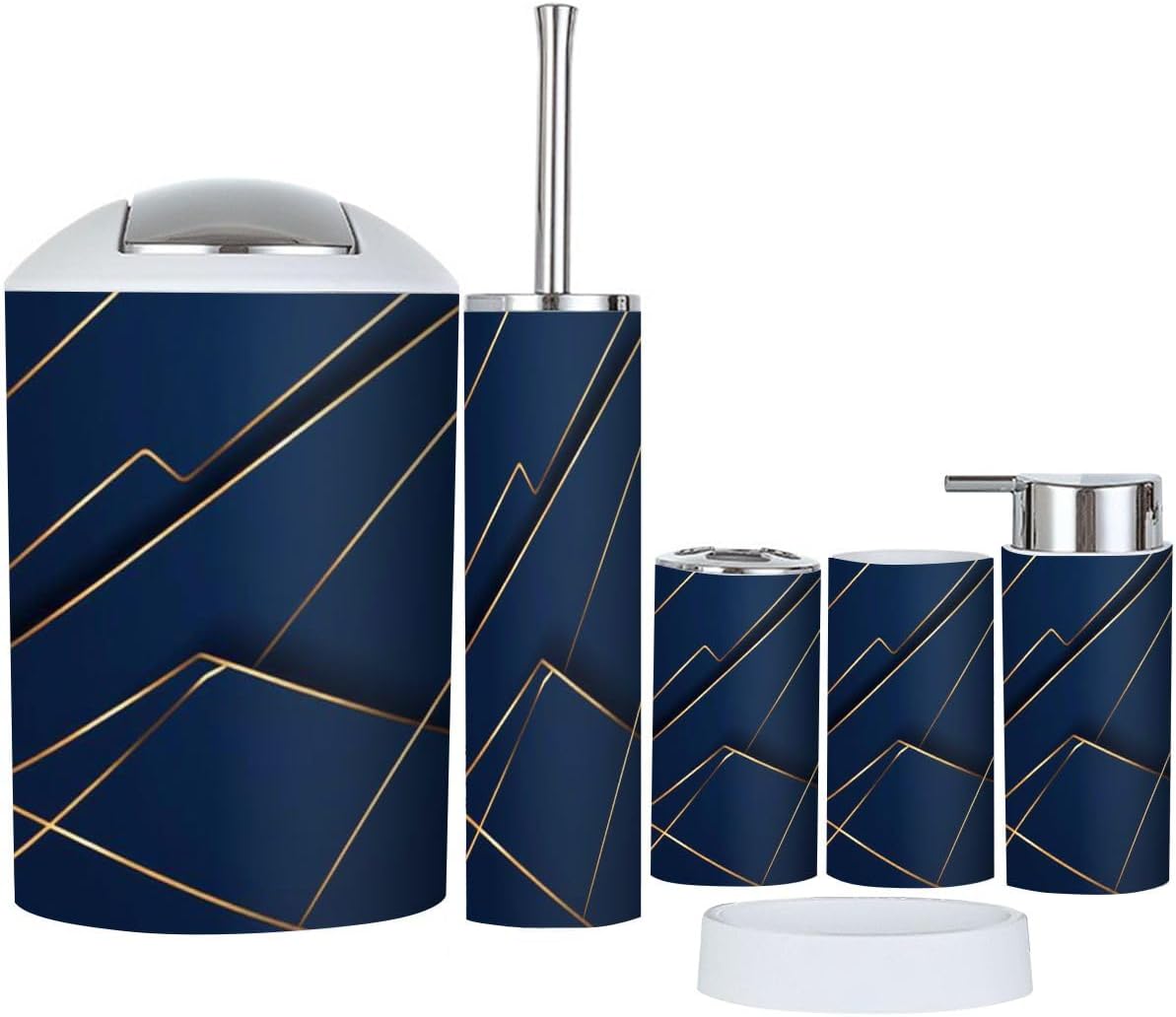 Boho Abstract Bathroom Accessory Set 6 Piece 1