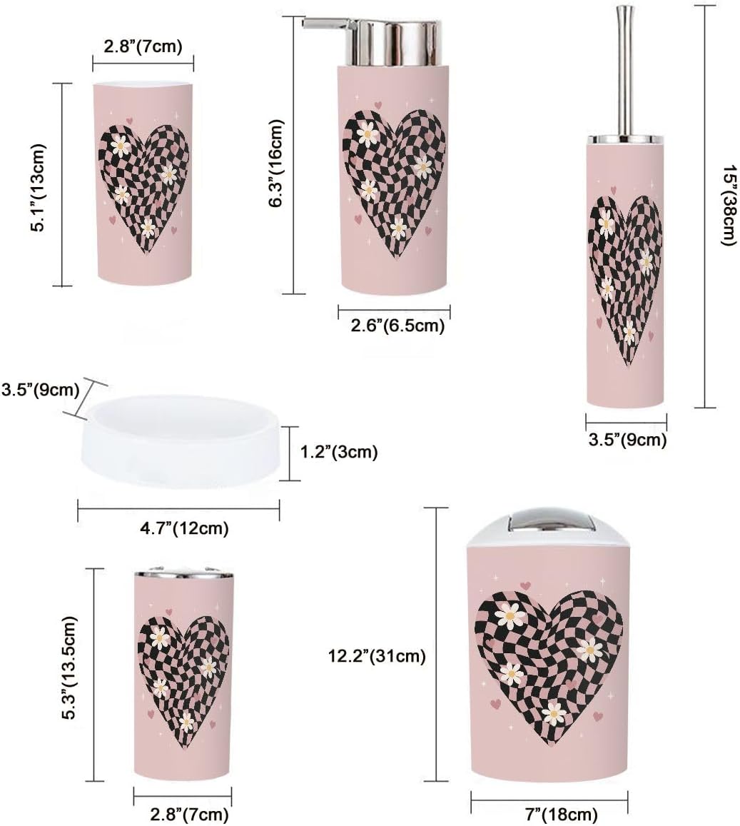 Boho Slogan Graphic Bathroom Accessory Set 6 Piece