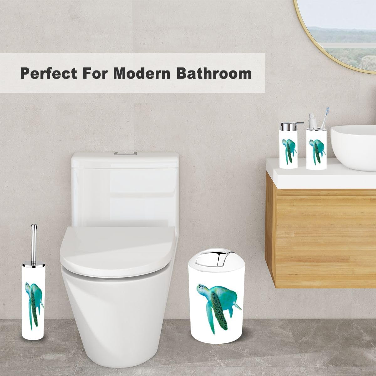 6-Piece Sea Turtle Bathroom Accessories Set