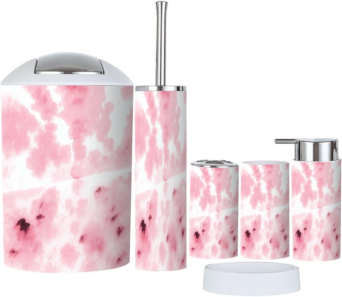 Boho Cow Skin Print Bathroom Accessory Set 6 Piece 1