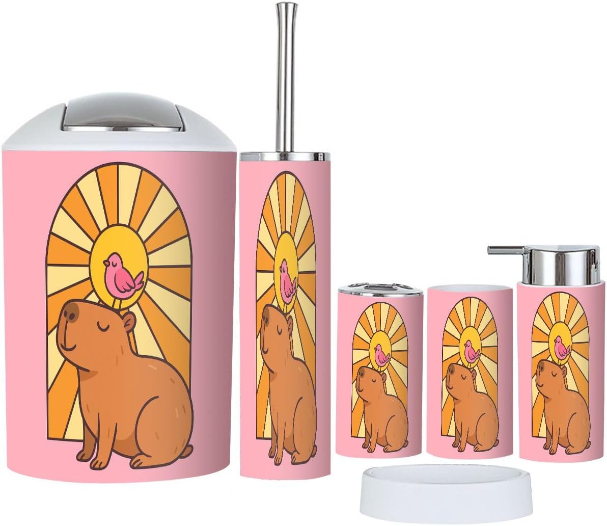 Boho Cute Cartoon Bathroom Accessory Set 6 Piece