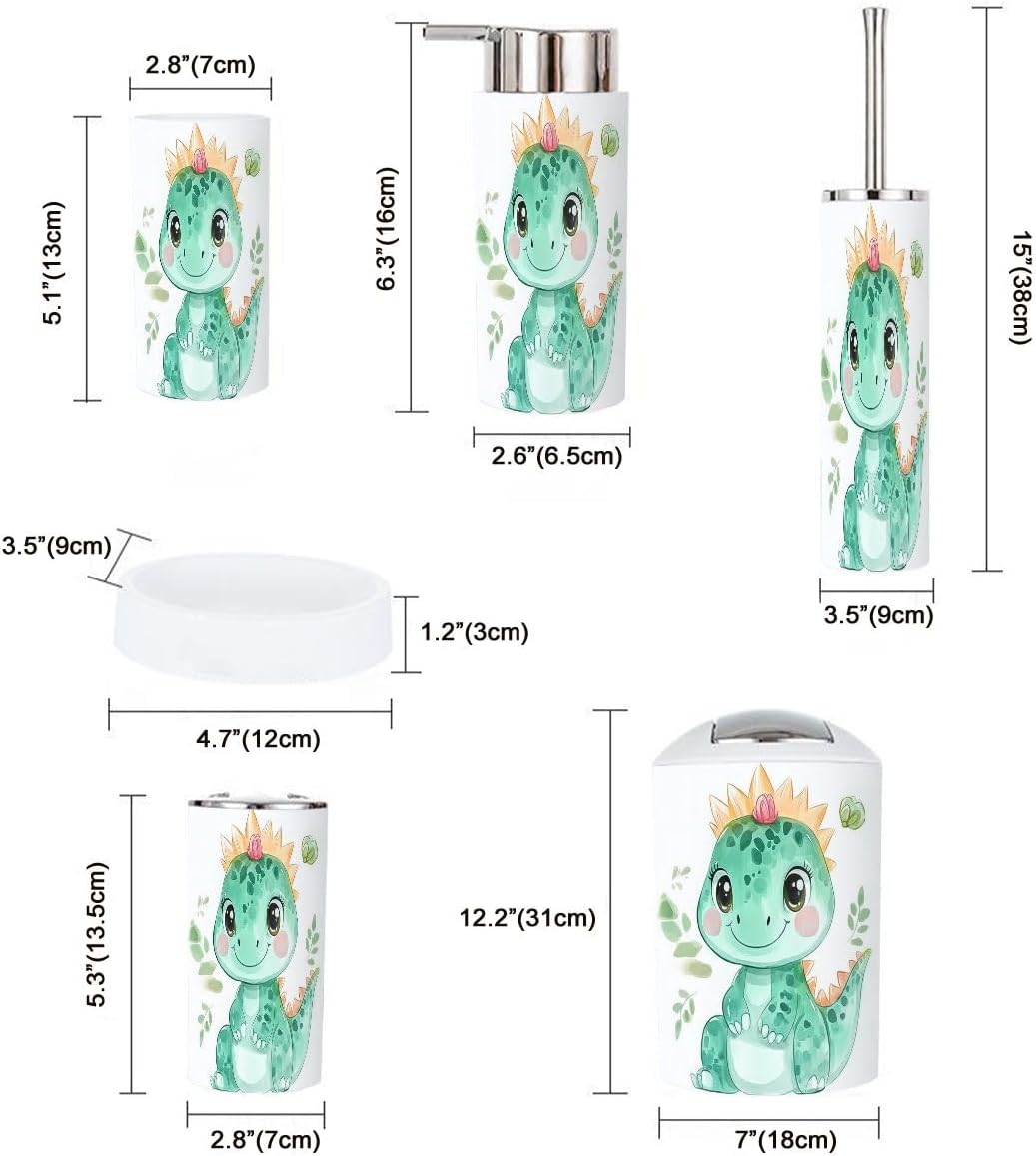 Boho Dinosaur Bathroom Accessory Set 6 Piece