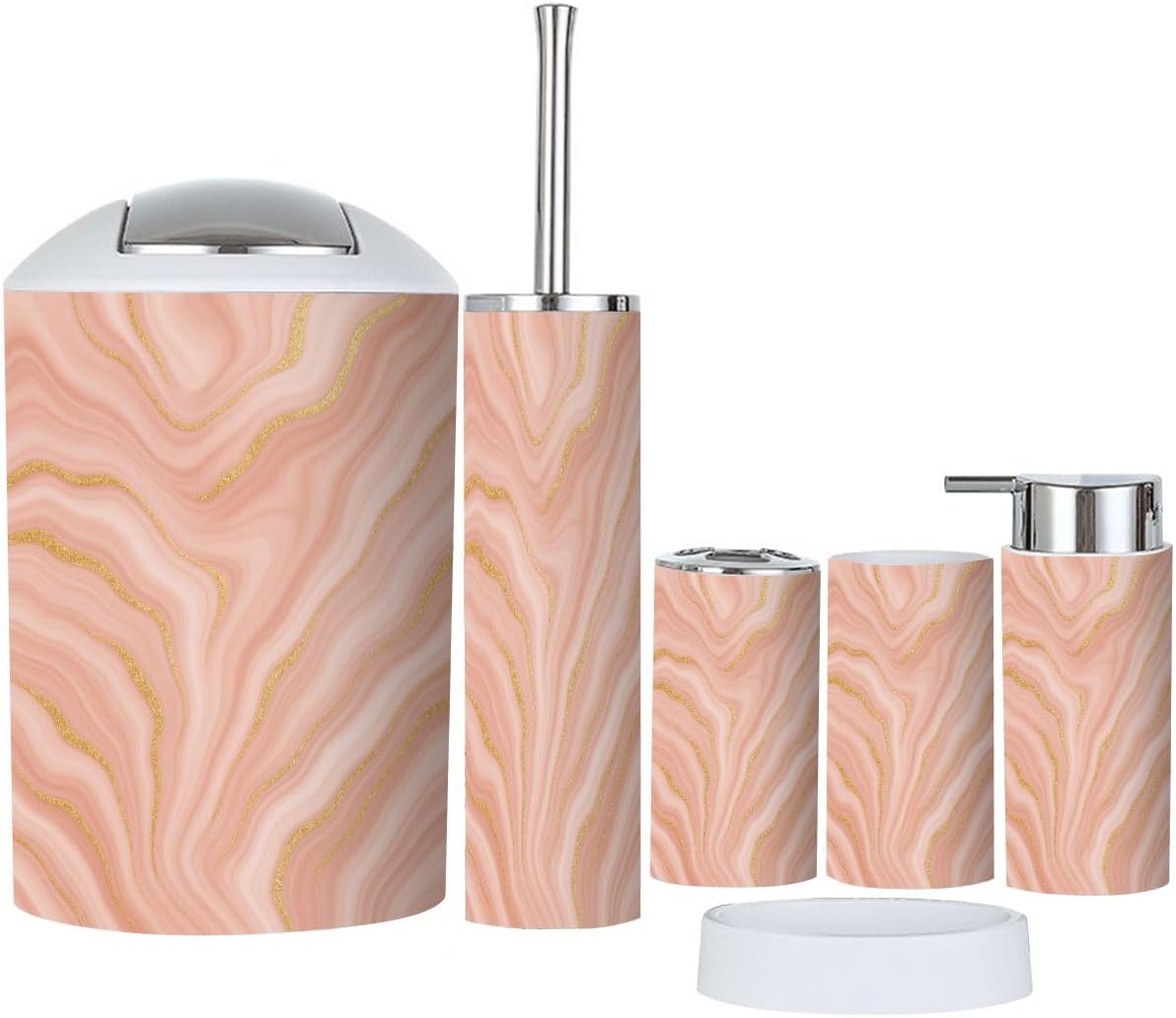 TRANQDEHOM 6 Piece Boho Liquid Marble Bathroom Accessories Set