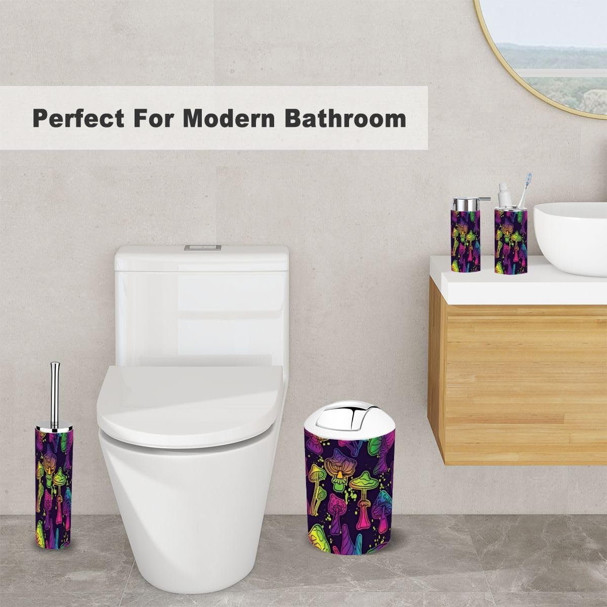 Magic Mushrooms Bathroom Accessory Set 6 Piece