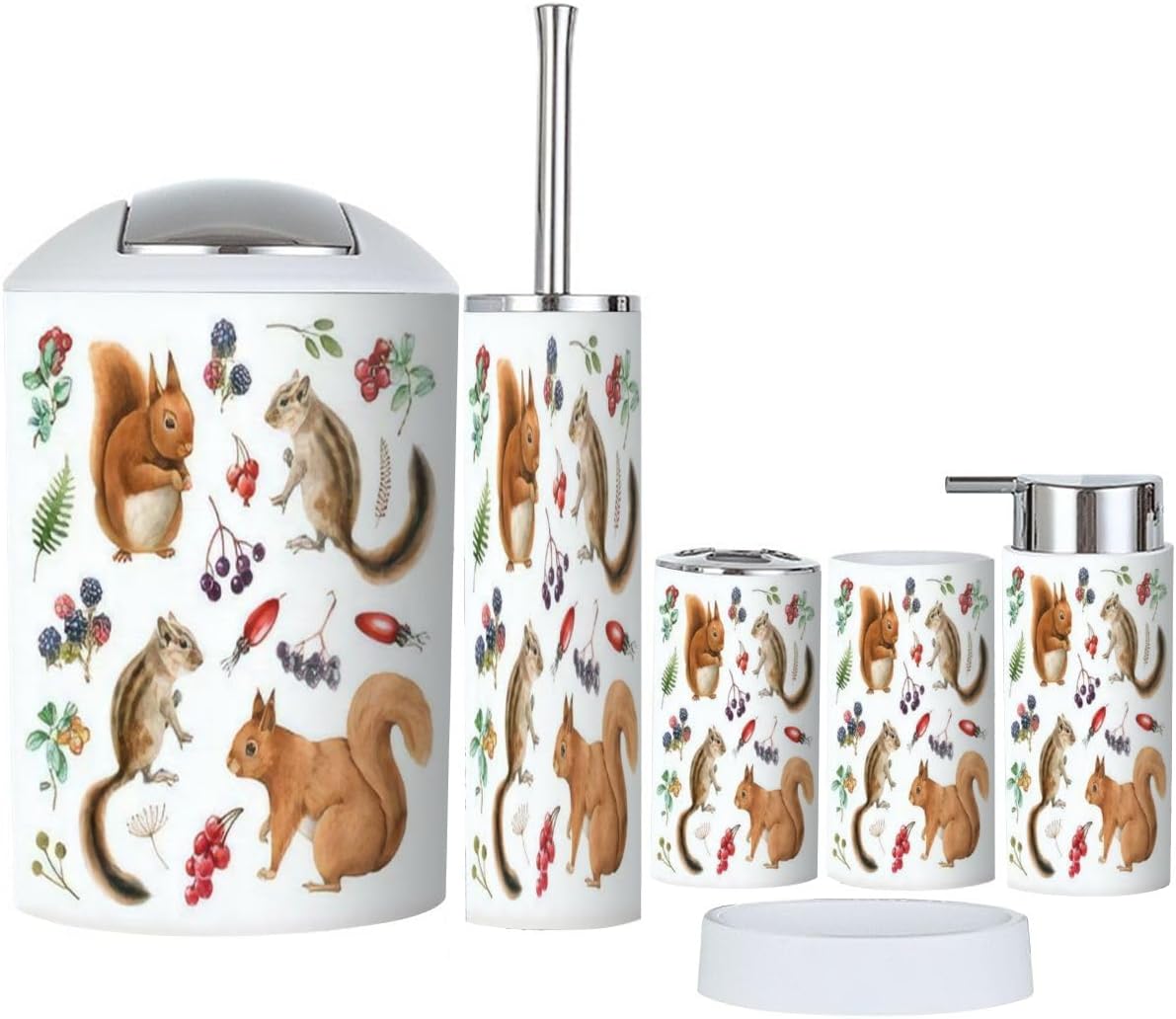 Squirrel Chipmunk Bathroom Accessory Set 6 Piece