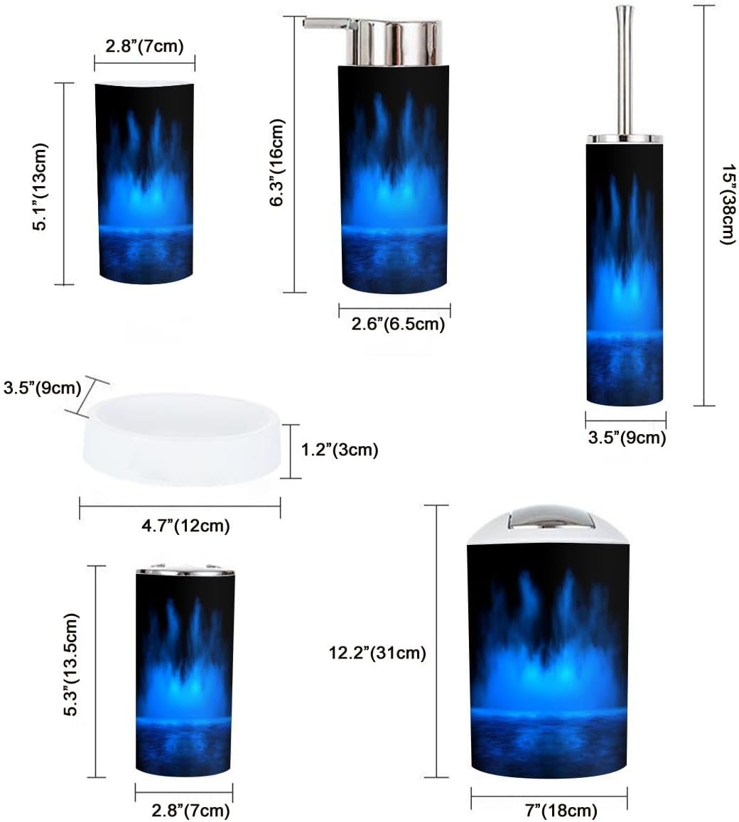 Boho Mystic Blue Bathroom Accessory Set 6 Piece