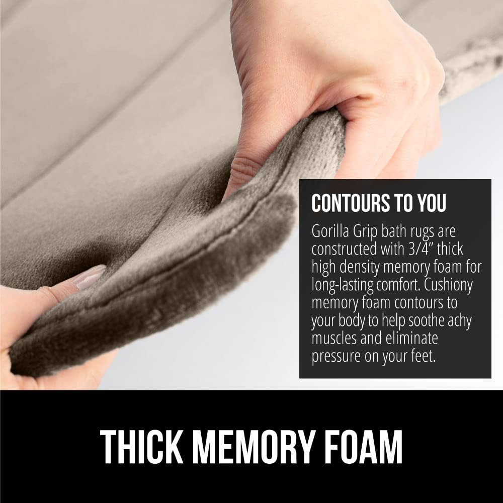 Gorilla Grip Memory Foam Bath Rug 36x24 Taupe