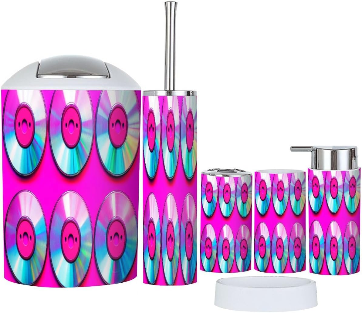 Boho Shiny Disk Bathroom Accessory Set of 6