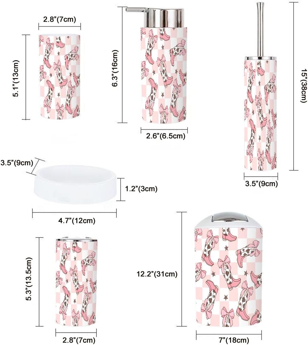 6 Piece Bathroom Accessory Set with Cowgirl Boots Design